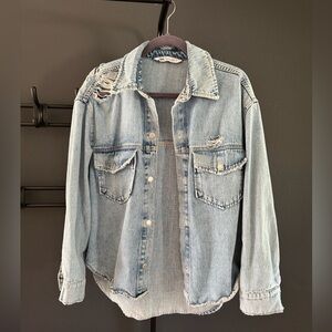 Denim distressed shirt Zara